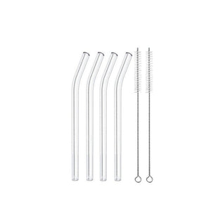 Allthingscurated’s super-short glass straws measures only 15cm or 6 inches. Suitable for drinks in any glass type from lowball, martini, margarita, tumbler, whiskey to mason jar. Package includes 4 straws plus 2 cleaning brushes. Made of high-grad borosilicate glass that is cold and heat-resistant.  This selection is for a bent straw design.