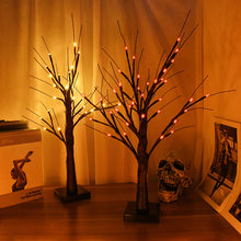 Load image into Gallery viewer, Black LED Birch Tree Light by Allthingscurated is the perfect home decor display for your beloved Halloween celebration.  Measuring 60cm or 23.4 inches in height, it comes in either 24 LED Warm White Light or 36 LED Orange Light.  The twigs are bendable and adjustable to achieve an optimal effect.
