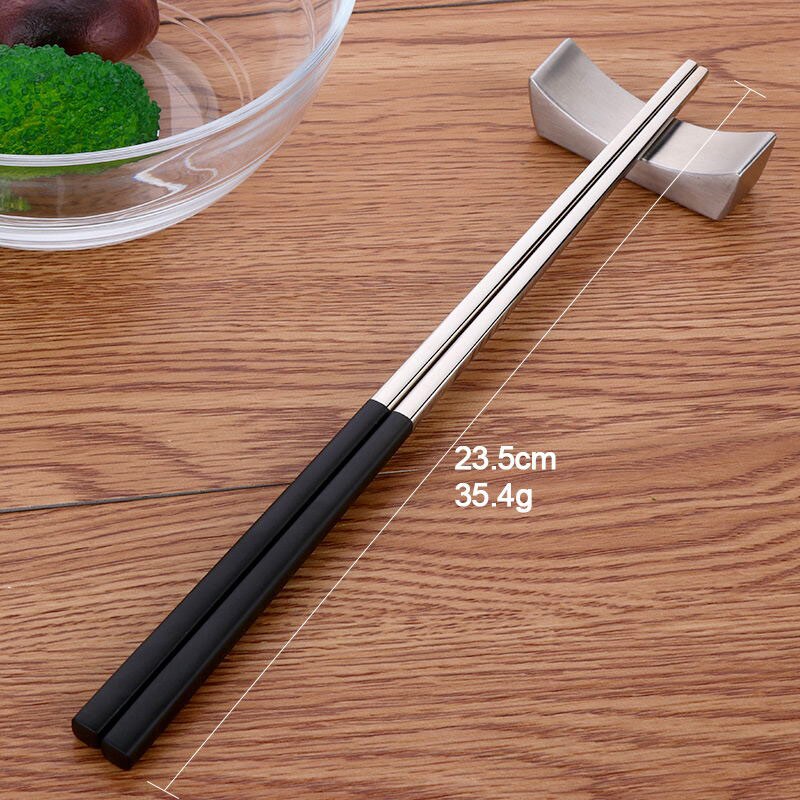 Allthingscurated Chinese Chopsticks in a set of 6 pairs in Black and Silver color combination.