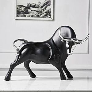Avante Modern Red and Black Bull Sculptures
