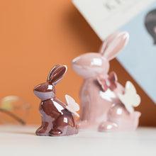 Load image into Gallery viewer, Butterfly Rabbit Ceramic Figurines
