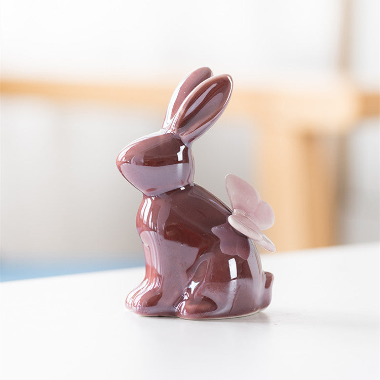 Butterfly Rabbit Ceramic Figurines