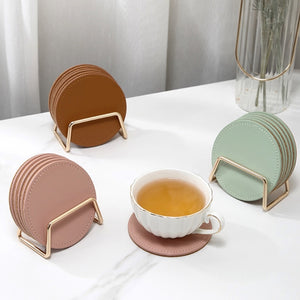 Cedona Faux Leather Coaster Set