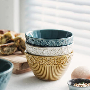 Floral Relief Ceramic Bowls