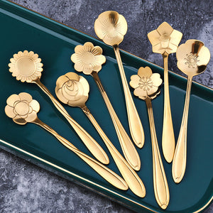 Flower Teaspoon 8-piece Set (assorted designs)