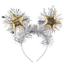 Load image into Gallery viewer, Silver Tinsel Happy New Year Party Headband
