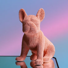 Load image into Gallery viewer, Allthingscurated Pink French Bulldog figurine crafted in resin with a fashionable coat of pearly texture in sitting pose.
