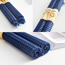 Load image into Gallery viewer, Close up details of rolled honeycomb candles by Allthingscurated.
