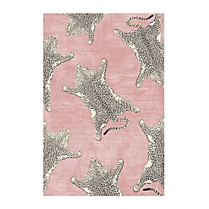 Blush Leopard Area Rug by Allthingscurated features a striking design of multiple patterns of leopard sets against a blushing pink color that blends easily into any décor styles. The rectangle rug comes available in 7 sizes.