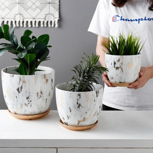 Marble Design Ceramic Plant Pot