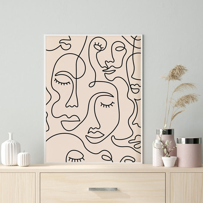 Minimalist Line Art canvas print by Allthingscurated is a graphic illustration of women's faces presented in sexy line art.