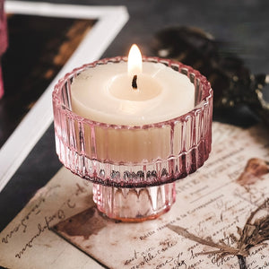 Munis Pink Glass Candle/Tealight Holders
