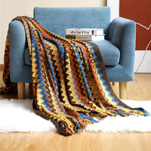 Load image into Gallery viewer, Chevron Pattern Throw Blanket with Tassels

