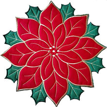 Load image into Gallery viewer, Holiday Poinsettia Applique Placemat

