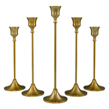 Load image into Gallery viewer, Grace Gold Taper Candle Holders (set of 5)
