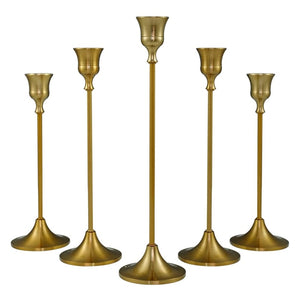 Grace Gold Taper Candle Holders (set of 5)