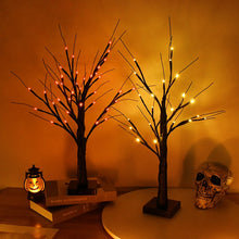 Load image into Gallery viewer, Black LED Birch Tree Light by Allthingscurated is the perfect home decor display for your beloved Halloween celebration.  Measuring 60cm or 23.4 inches in height, it comes in either 24 LED Warm White Light or 36 LED Orange Light.  The twigs are bendable and adjustable to achieve an optimal effect.
