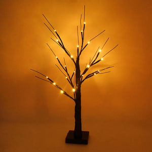 Black LED Birch Tree Light by Allthingscurated is the perfect home decor display for your beloved Halloween celebration.  Measuring 60cm or 23.4 inches in height, it comes in either 24 LED Warm White Light or 36 LED Orange Light.  The twigs are bendable and adjustable to achieve an optimal effect. Shown here is the black tree with 24 LED Warm White light.