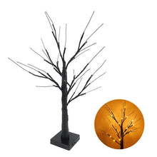 Load image into Gallery viewer, Black LED Birch Tree Light by Allthingscurated is the perfect home decor display for your beloved Halloween celebration.  Measuring 60cm or 23.4 inches in height, it comes in either 24 LED Warm White Light or 36 LED Orange Light.  The twigs are bendable and adjustable to achieve an optimal effect.  This is a black tree with 36 LED warm white light.
