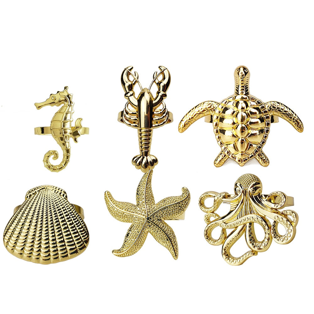 Coastal Sea Creatures Napkin Rings (set of 6) – Allthingscurated