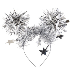 Silver Tinsel Happy New Year Party Headband