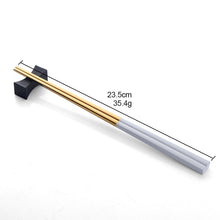 Load image into Gallery viewer, Allthingscurated Chinese Chopsticks in a set of 6 pairs in White and Gold color combination.
