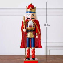 Load image into Gallery viewer, Christmas Nutcracker Toy Solder King wearing Gold uniform with a cloak and holding a gold sceptre.  Standing at 37.5cm / 14.6 inches in height.
