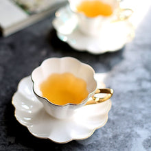 Load image into Gallery viewer, White Flower Bone China Teacup set

