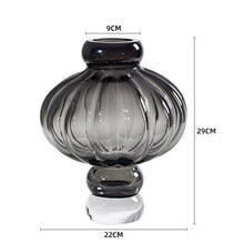 Load image into Gallery viewer, Luna Lantern Vase in Gray by Allthingscurated in large size. Measuring 29cm or 11.3 inches in height and 22cm or 8.6 inches in width. Top opening measures 9cm or 3.5 inches.
