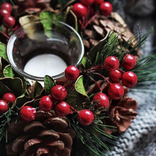 Load image into Gallery viewer, Allthingscurated Berries and pine cones Xmas Candle Holder
