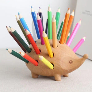 Wooden Hedgehog Pen Holder
