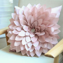 Load image into Gallery viewer, Allthingscurated 3D handmade flower cushions in taffeta 45cmx45xm or 17&quot;x17&quot; in pink
