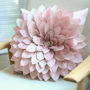 Allthingscurated 3D handmade flower cushions in taffeta 45cmx45xm or 17"x17" in pink
