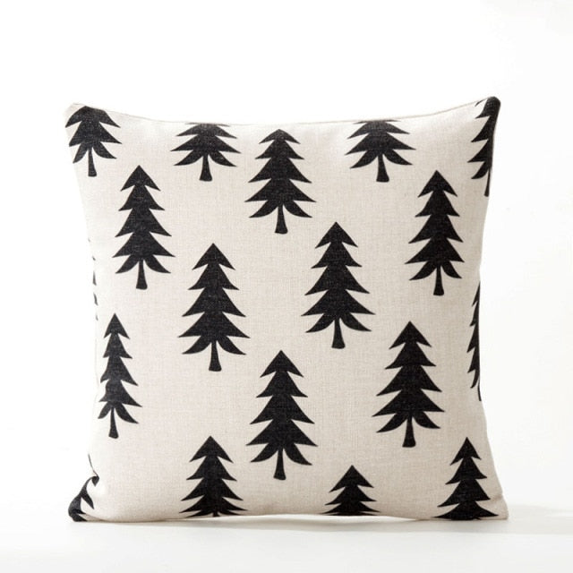 Allthngscurated Black and White Xmas Tree design cushion cover 45x45cm