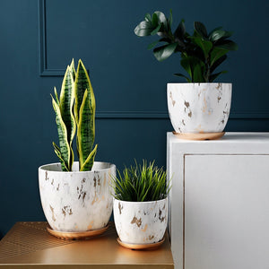 Marble Design Plant Pot 3 sizes with plate