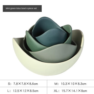Allthingscurated Blooming Lotus Flower Ceramic Bowls