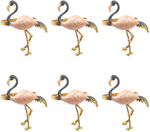 Allthingscurated Flamingo Napkin Rings in a set of 6. Crafted from aluminum alloy and enamel. Comes in Pink, Black and Coral. Measuring H5.2cm by W4.1cm or H2 inch x W1.6 inch.