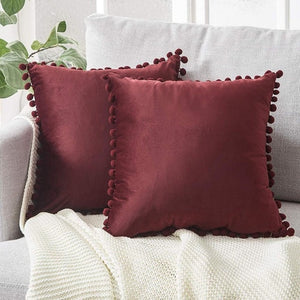 Pom Pom Velvet Cushion Cover