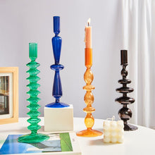 Load image into Gallery viewer, Vintage design colored glass candle holders
