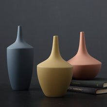 Load image into Gallery viewer, Morandi decorative vases in milky blue, blushing peach and honey milk by Allthingscurated.
