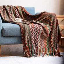 Load image into Gallery viewer, Allthingscurated Chevron Pattern Throw Blanket with Tassels
