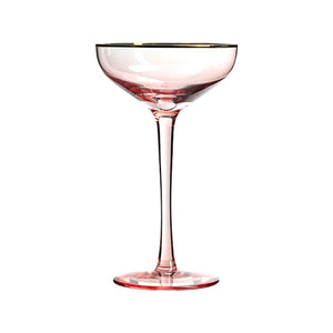 Allthingscurated Alaia Pink gold-rimmed champagne Coupe with a capacity of 140ml or 4.7 fluid ounce. Made of lead-free crystal glass