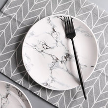 Load image into Gallery viewer, Modern ceramic plates with a marble design by Allthingscurated.  These timeless and elegant plates come in 6, 8 or 10 inches.
