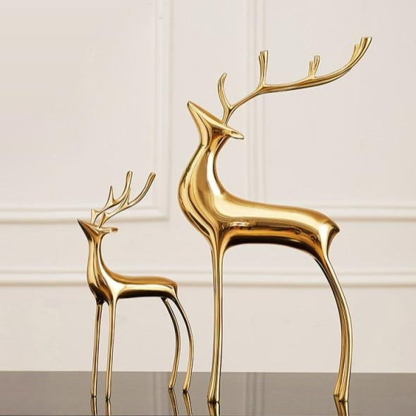 Allthingscurated Decorative Golden Reindeers Figurines