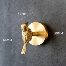 Load image into Gallery viewer, Retro-style Brass Wall Hooks in Bird design
