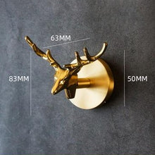 Load image into Gallery viewer, Retro-style Brass Wall Hooks In Elk Design
