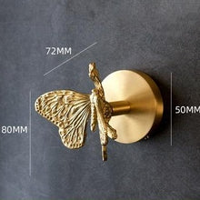 Load image into Gallery viewer, Retro-style Brass Wall Hooks in Butterfly design
