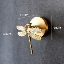 Load image into Gallery viewer, Retro-style Brass Wall Hooks in Dragonfly design
