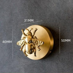 Retro-style Brass Wall Hooks in Bee Design