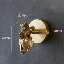Load image into Gallery viewer, Retro-style Brass Wall Hooks in Goldfish design
